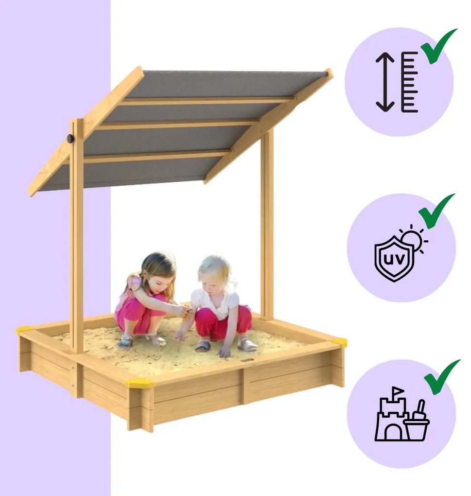 Piaskownica z baldachimem SANDY, drewno świerkowe, 120x120x120cm Jurhan
