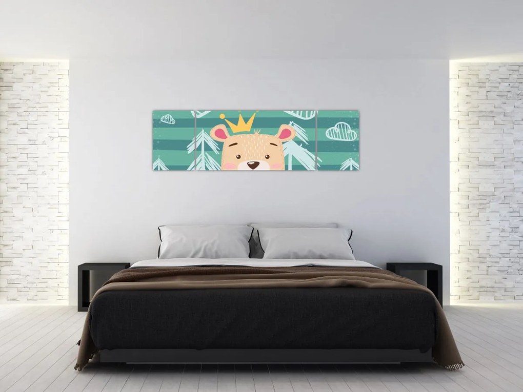 Obraz - Niedźwiadek w lesie (170x50 cm)