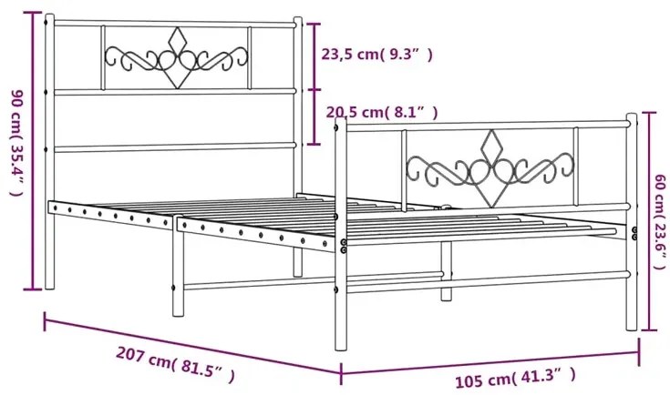 Czarne metalowe łózko rustykalne 100x200cm L1-N97
