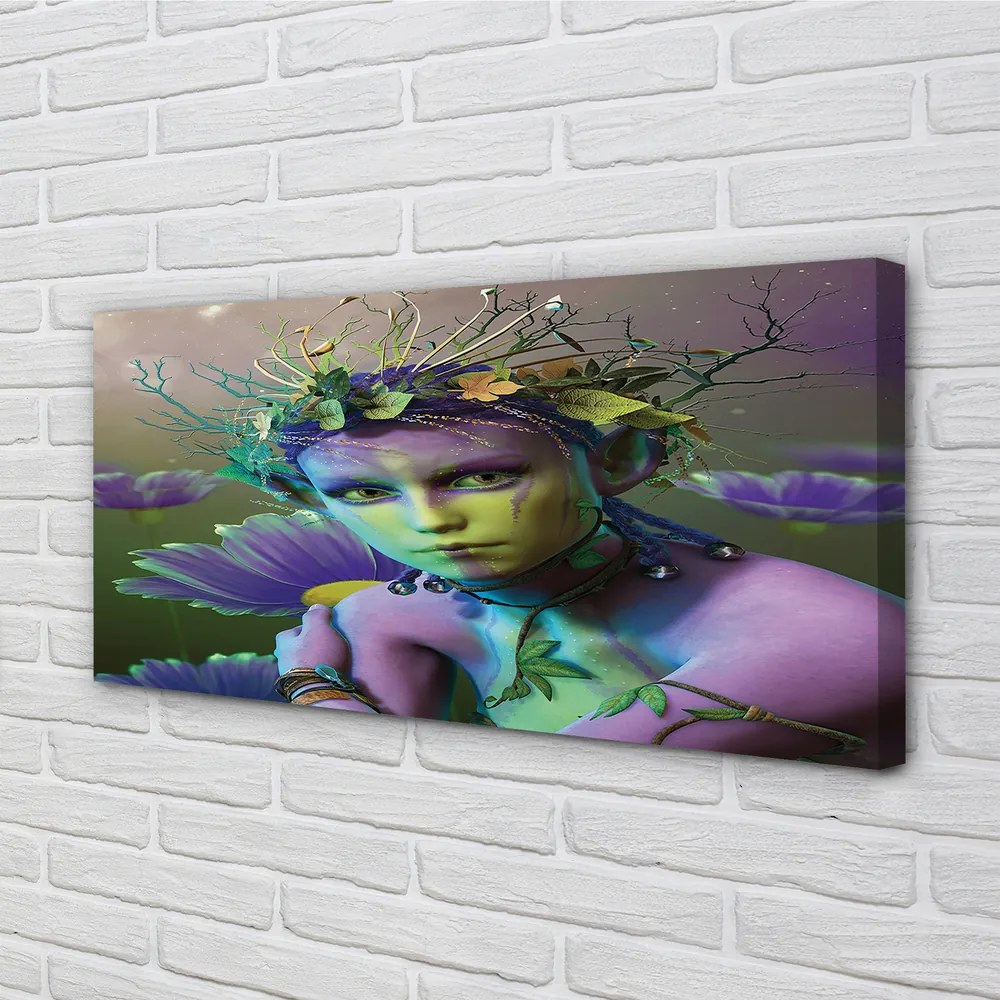 Duży obraz na płótnie Elfka wśród Kwiatów