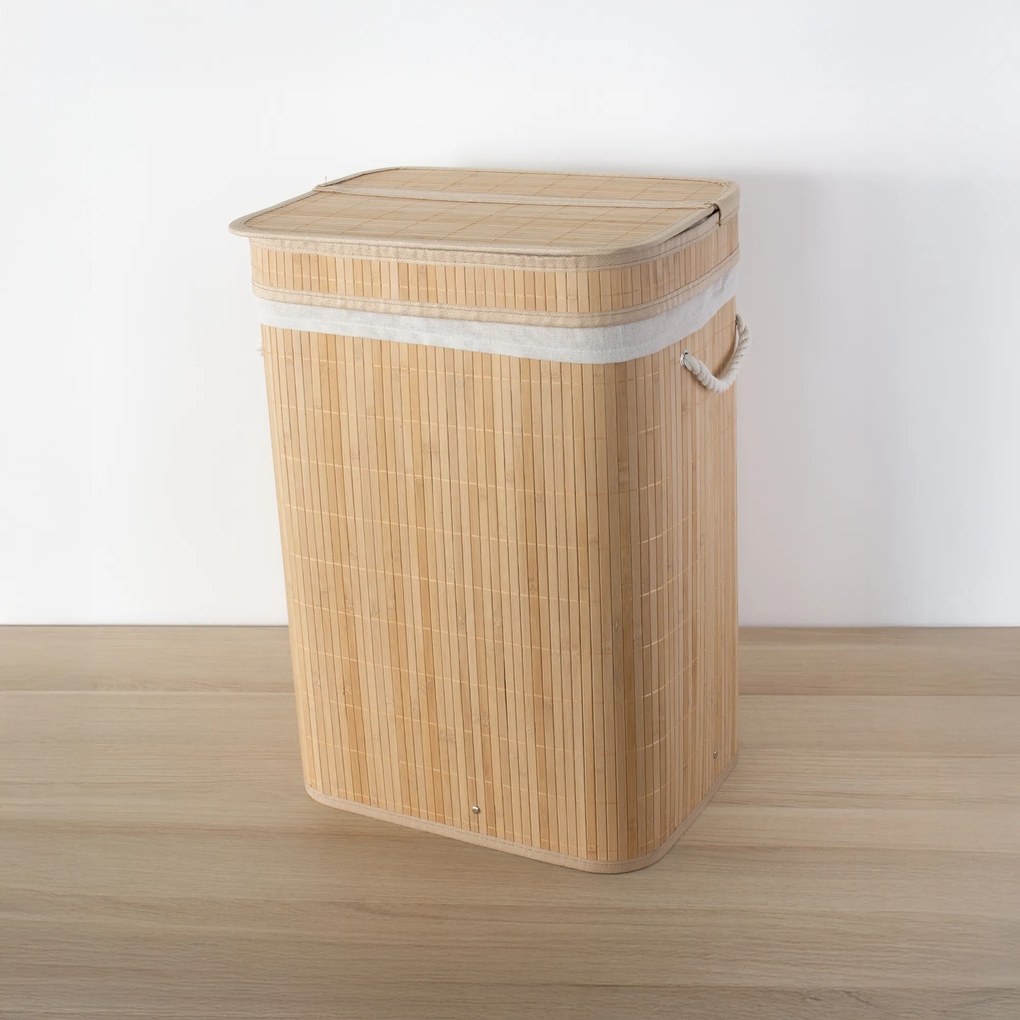 Bambusowy kosz na pranie z pokrywą LUVA, 80 l