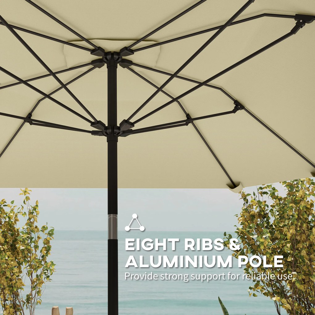 Outsunny 2,3 m Parasol bez bazy, Regulowany parasol tarasowy z korbką, Poliester, Aluminium, Włókno szklane, Beżowy