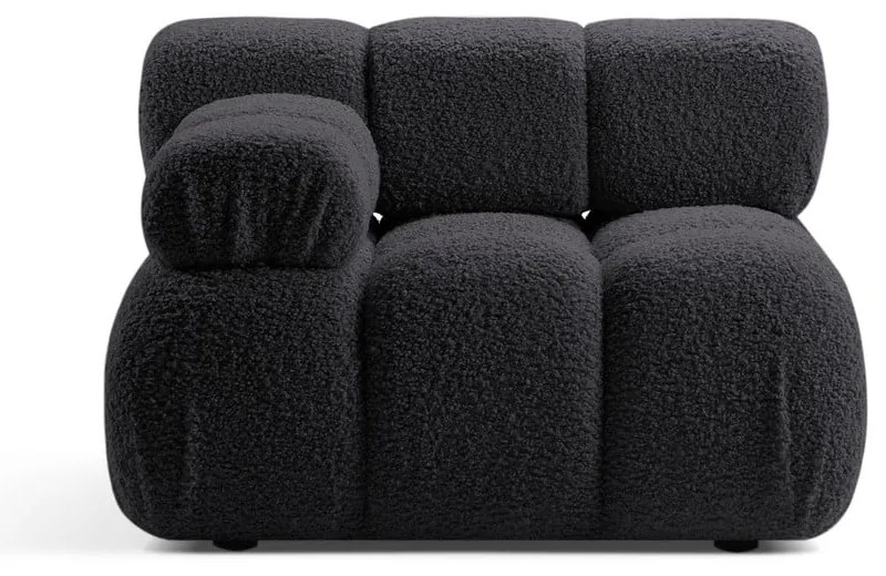 Antracytowy moduł sofy z materiału bouclé (lewostronny) Bellis – Micadoni Home
