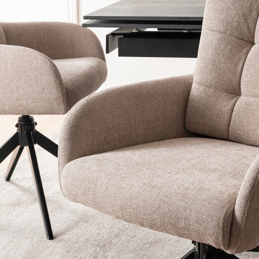 Krzesło Tapicerowane Obrotowe do Salonu JULY Beżowe Nowoczesne