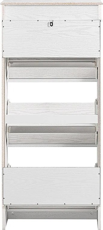 SoBuy szafka na buty oszczędzająca miejsce smukła z 3 składanymi drzwiczkami efekt postarzanego drewna biały 53x24x118 cm