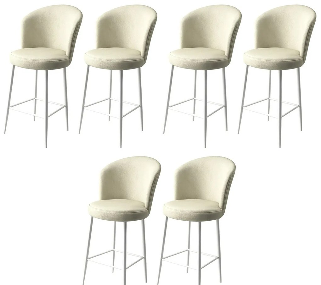 Zestaw krzeseł barowych Fora Cream and White, 6szt., 6 szt.