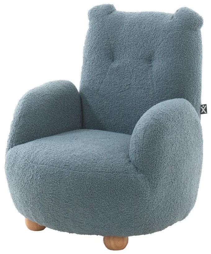 Niebieski fotel dziecięcy z materiału bouclé Rocky – Vipack
