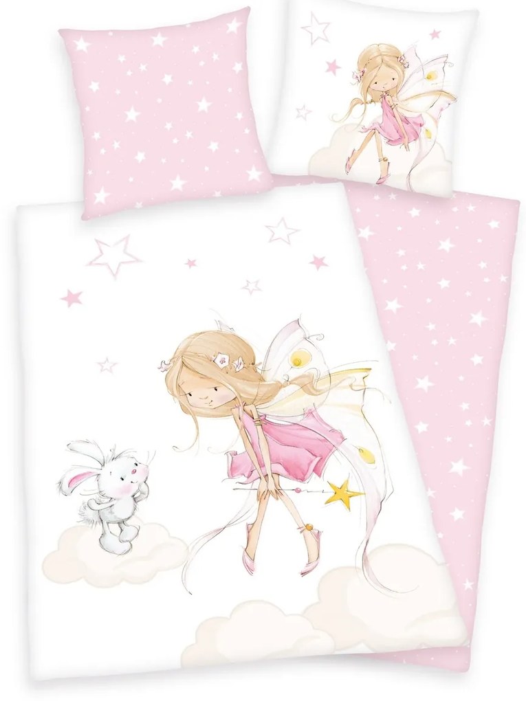 Dziecięca pościel bawełniana Rusałka i króliczek, 140 x 200 cm, 70 x 90 cm