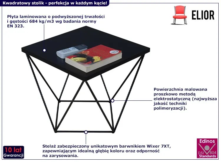 Czarny minimalistyczny stolik kawowy - Galapi 5X