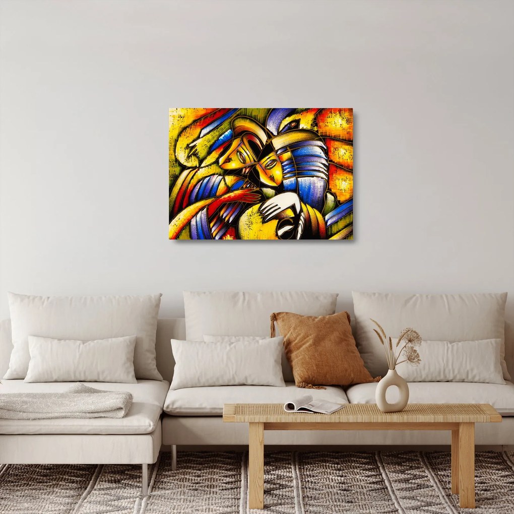 Obraz na szkle - Obraz na szkle olejny, kochankowie (70x50 cm)