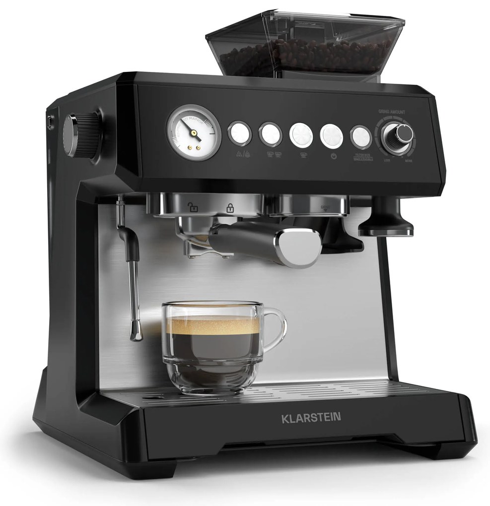 Klarstein Maszyna do espresso GrandPresso, precyzyjny młynek, dysza parowa