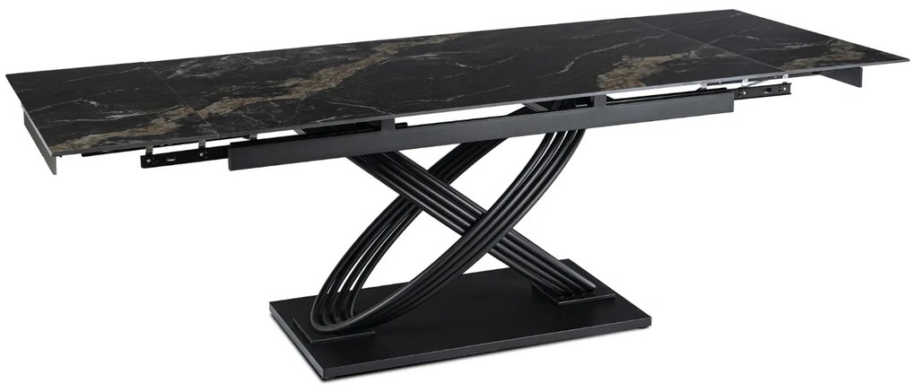 Stół Rozkładany Prostokątny IBIZA 160-240 cm Ceramiczny Czarny Marmur do Jadalni Nowoczesny Loft