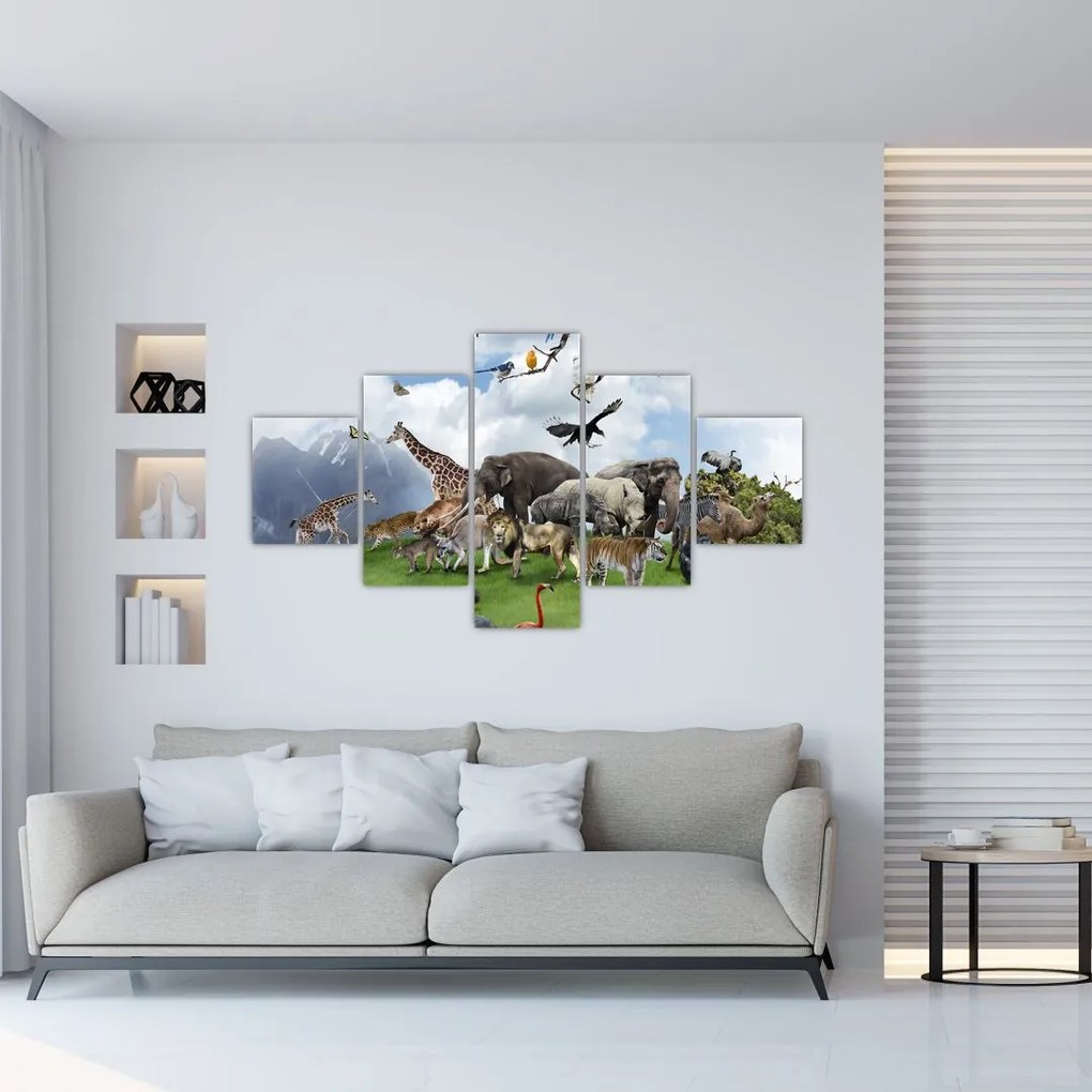 Obraz - Zwierzątka na wyspie (125x70 cm)
