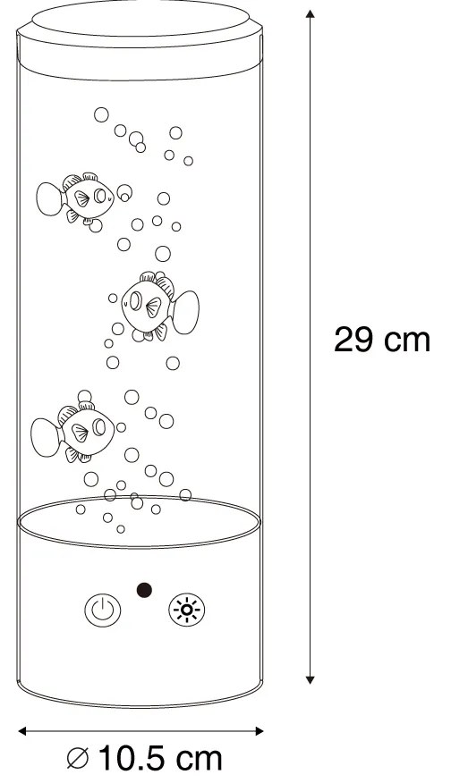 Lampa z rurką bąbelkową czarna 30 cm z LED RGB - Sealife Nowoczesny Oswietlenie wewnetrzne