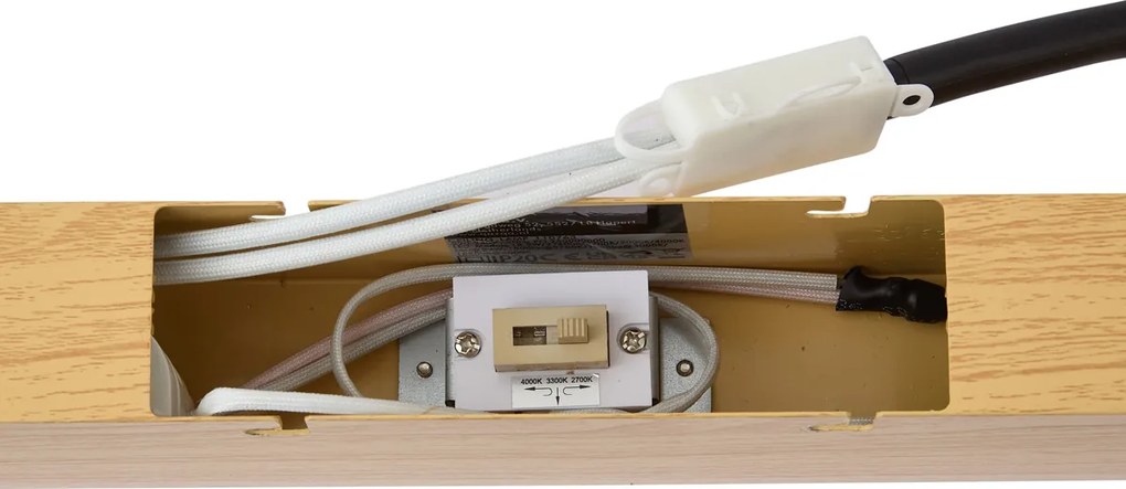 Nowoczesna lampa sufitowa w kolorze drewna ochrowego z LED, ściemnialna 3-stopniowo 2700-4000K z przełącznikiem DIP - Keane