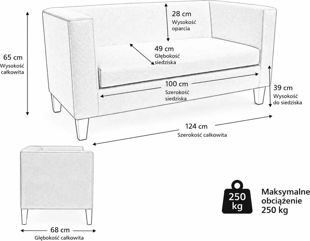 Sofa Monaco : Kolor nogi - Venge, Kolor tkaniny - EKO-SKÓRA - 6D, Typ tkaniny - Eko-skóra , Wysokość nogi - 15 cm