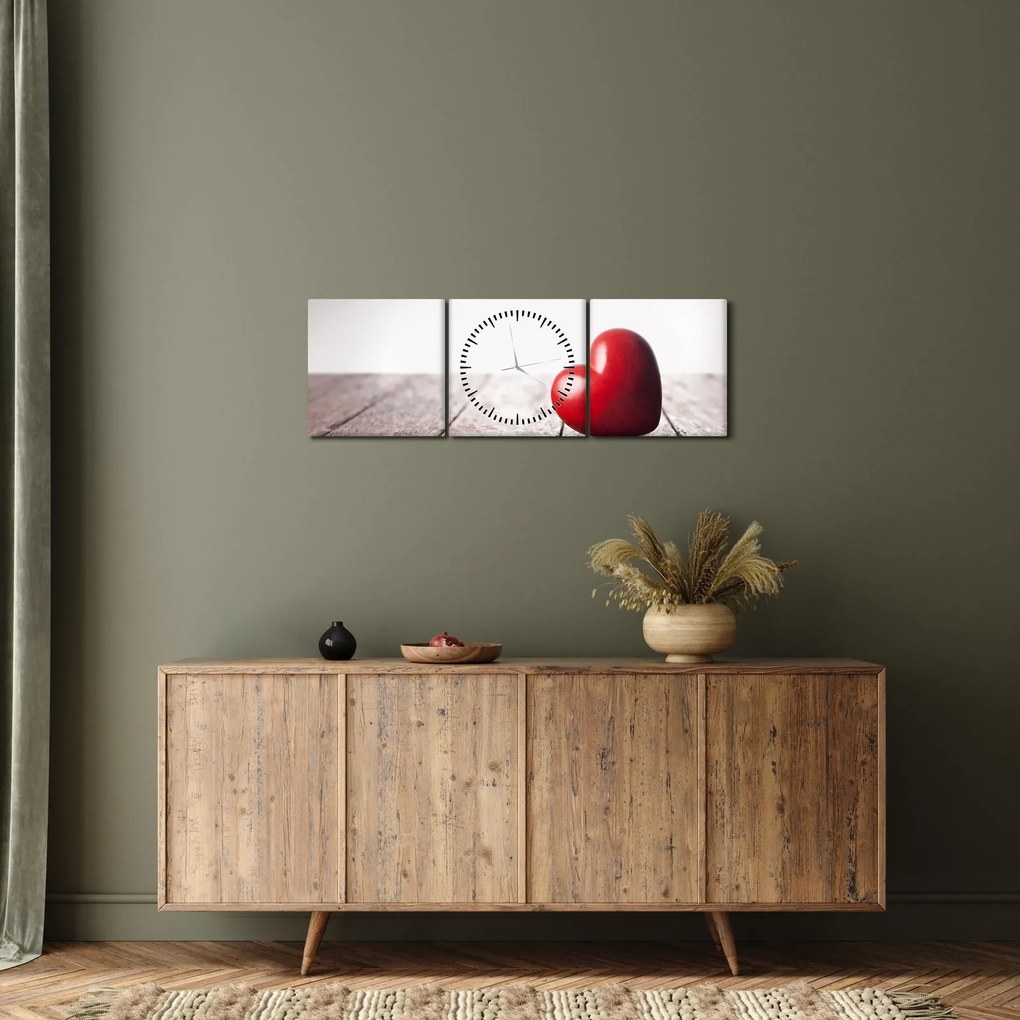 Obraz drewnianego serca (z zegarem) (90x30 cm)