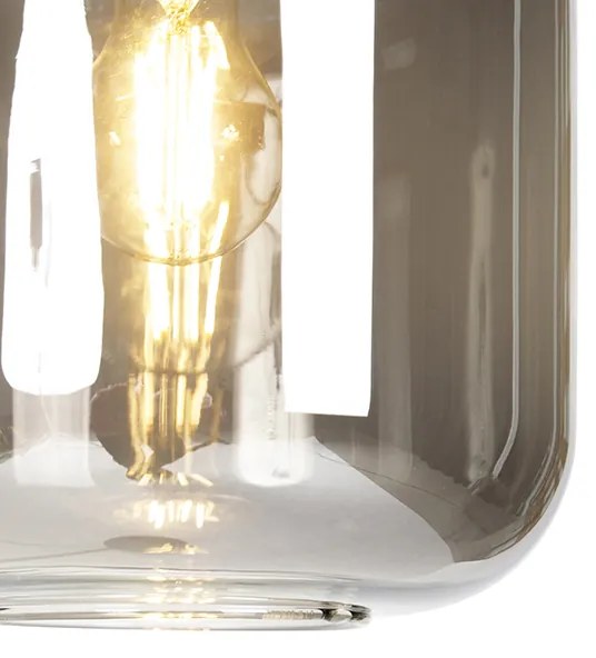 Designerska lampa podłogowa czarna ze złotem i dymionym szkłem - Zuzanna