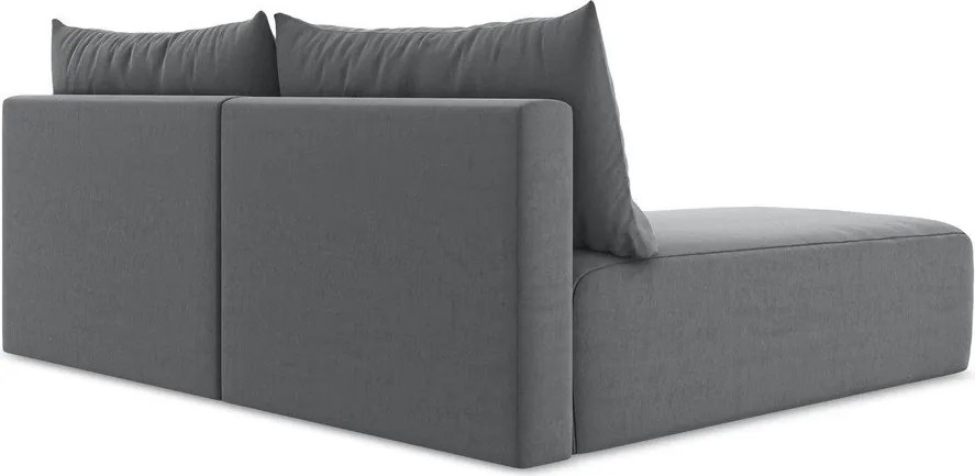 Szary aksamitny rozkładany/ze schowkiem narożnik (lewostronny/z szezlongiem) Kalena – Makamii