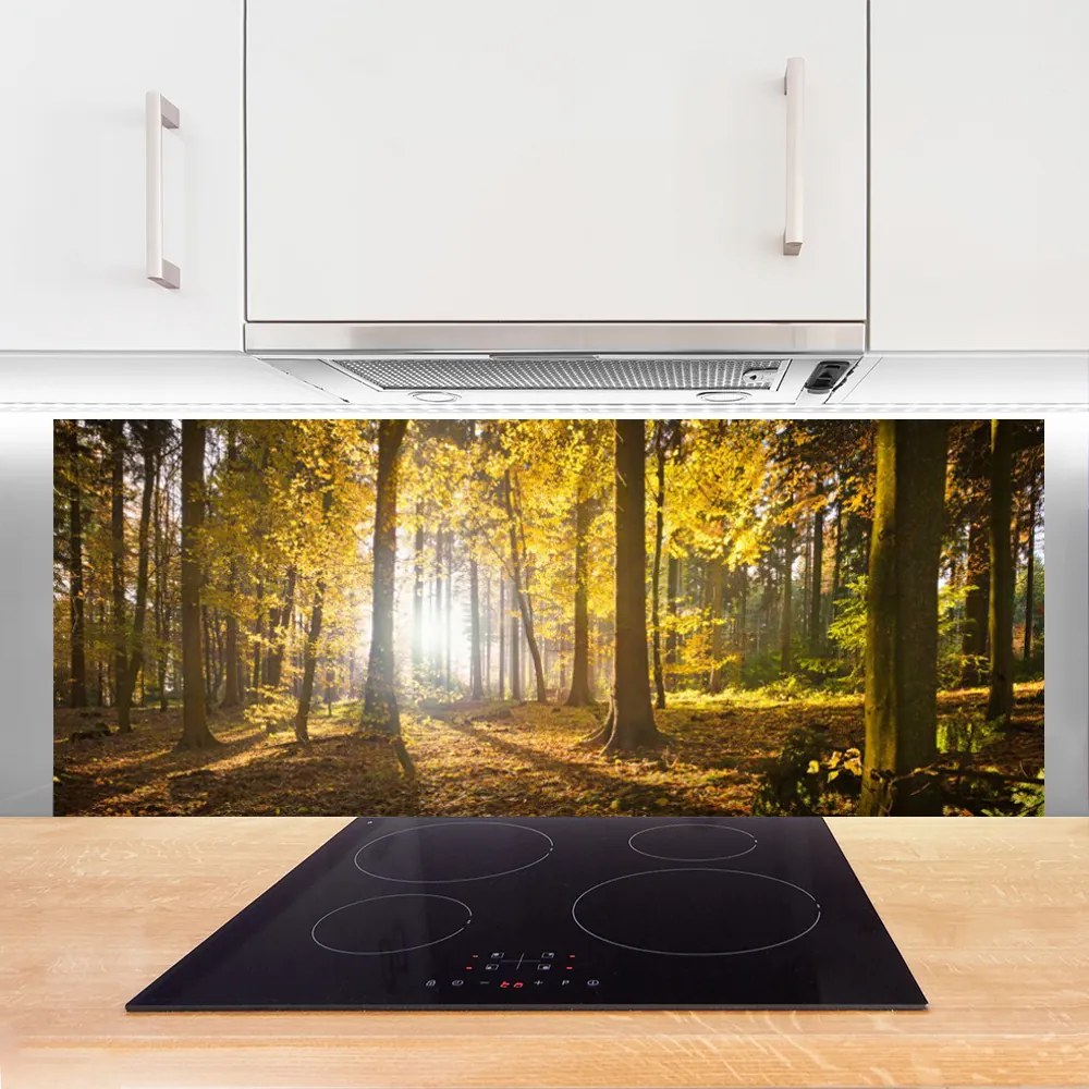 Panel Szklany do Kuchni Głęboka Zieleń Leśnych Liści