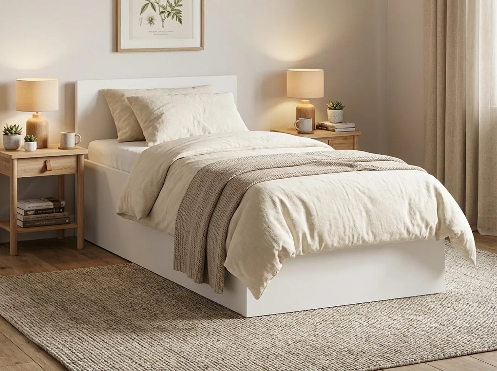 Łóżko SOFIA 80 x 200 cm, białe Stelaż: Ze stelażem listwowym rolowanym elastycznym, Materac: Materac Coco Maxi 20 cm