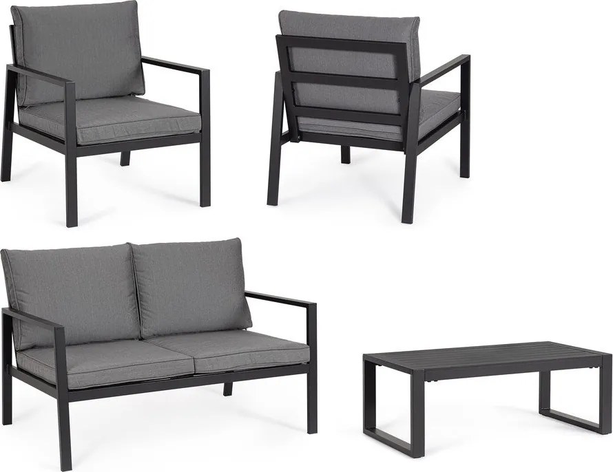 Antracytowy aluminiowy zestaw mebli ogrodowych dla 4 osób Hilde – Bizzotto