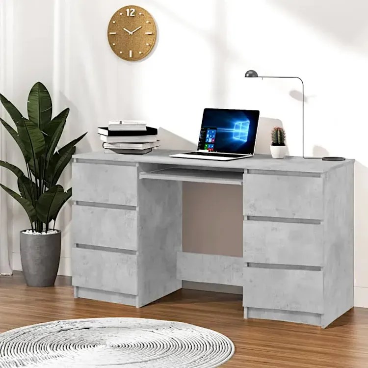 Minimalistyczne duże biurko z szufladami beton - Sanmi