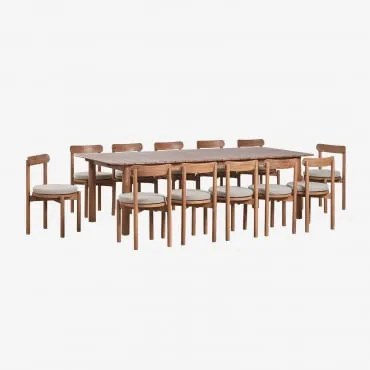 Zestaw Stołu Prostokątnego Rozsuwanego Duala 250-310x105 Cm I 12 Krzeseł Ogrodowych Z Drewna Akacjowego Nualis Akacja Brąz - Sklum