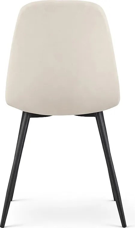 Welurowe krzesło tapicerowane pikowane Beżowe LUMO Czarne nogi
