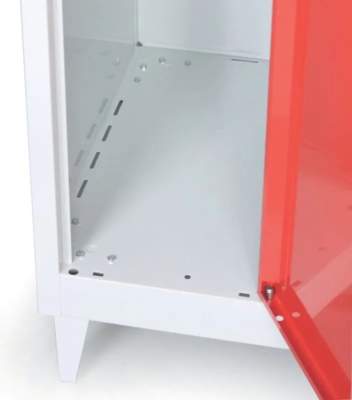 Metalowa szafka ubraniowa S8 na nogach, 2-drzwiowa, 1950 x 600 x 500 mm, zamek obrotowy, drzwi czerwone