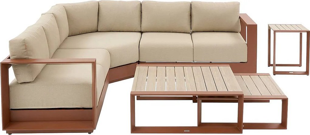 Narożny zestaw aluminiowy dla 5 osób MADRID NEW (terakotowy)