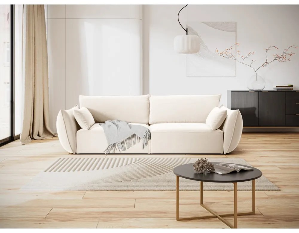 Beżowa aksamitna sofa 208 cm Vanda – Mazzini Sofas