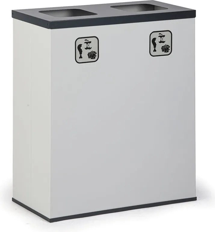 Alfa 3 Wewnętrzny kosz do segregacji śmieci, stojak na worki, szary/ciemnoszary, 2x 50 l
