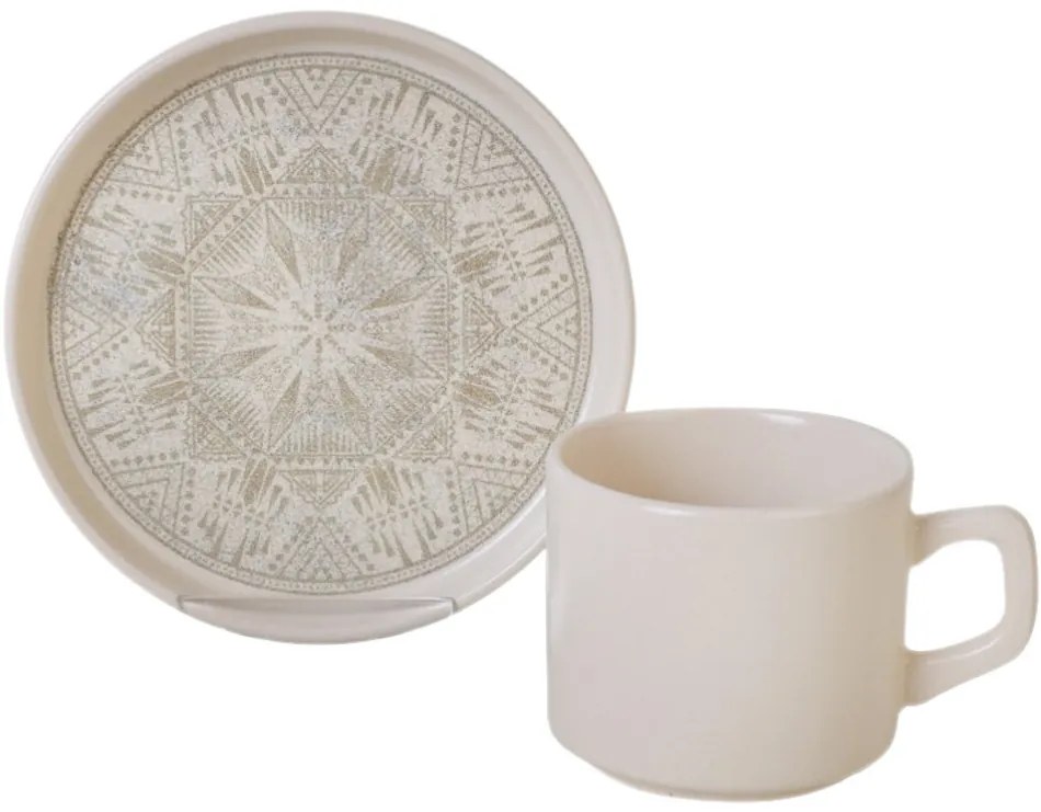 Zestaw 6 kamionkowych filiżanek ze spodkami Boho Brew 184 ml