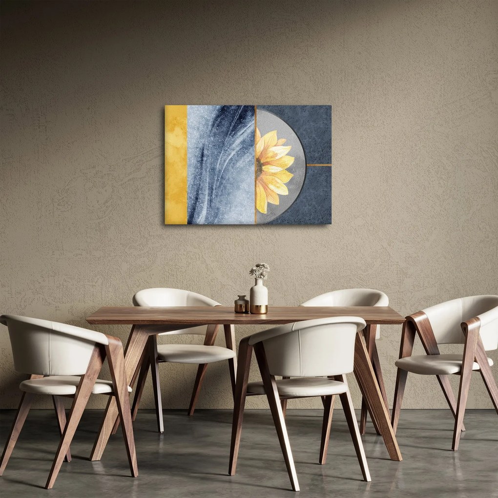 Obraz - Kształty i kwiat (70x50 cm)