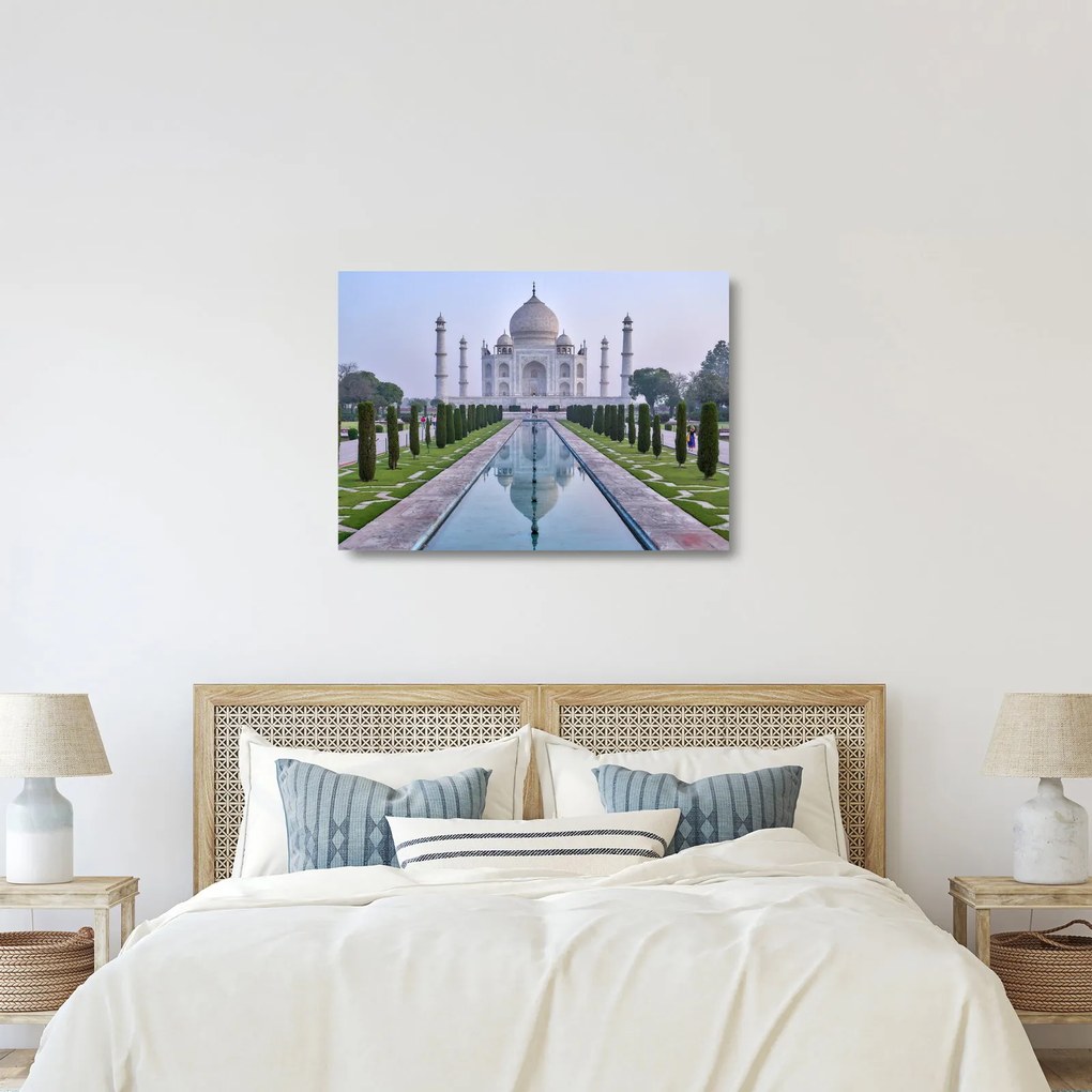 Obraz na szkle - Taj Mahal o wschodzie słońca (70x50 cm)