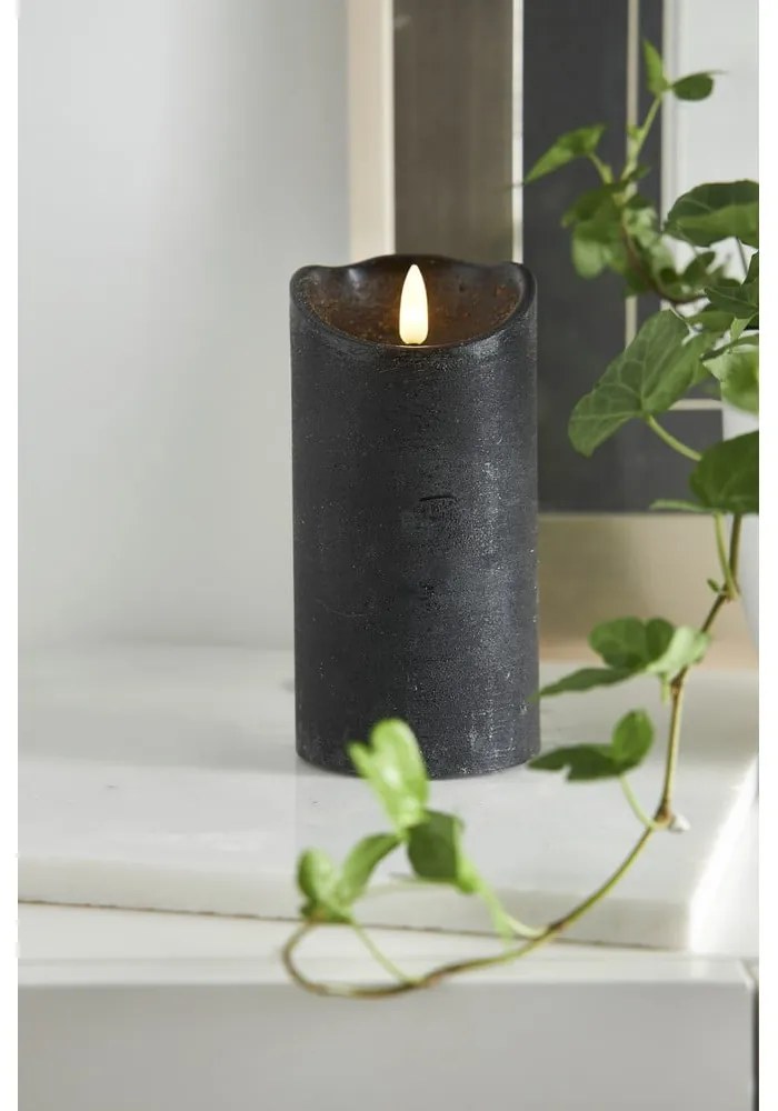 Czarna woskowa świeca LED Star Trading Flamme Rustic, wys. 15 cm
