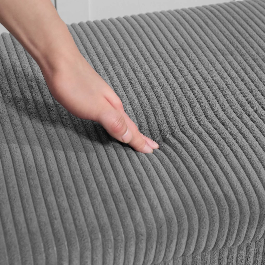 HOMCOM Ławka z miejscem do przechowywania, tapicerowana ławka do przechowywania, do salonu, sypialni, przedpokoju, pokrycie sztruksowe, Szary | Aosom PL