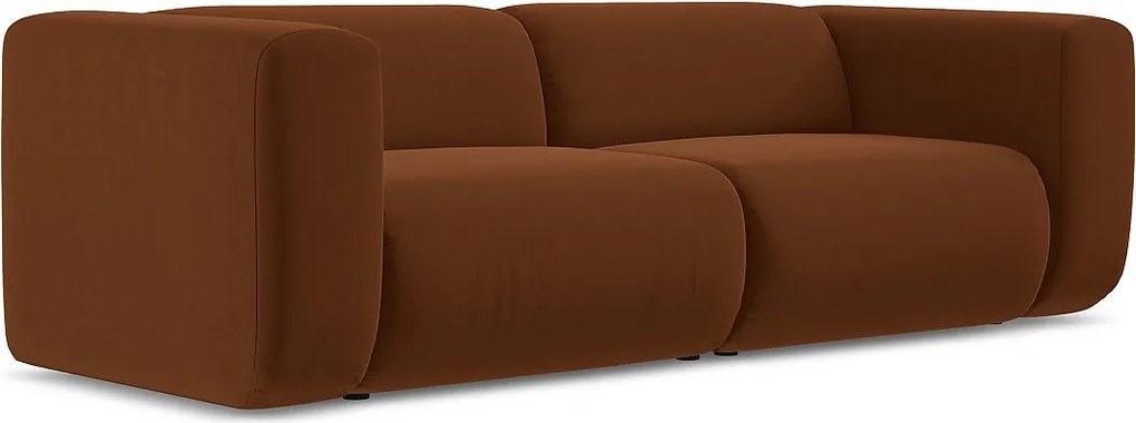 3-osobowa kanapa modułowa - z tkaniny welwetowej - terakota - EKAHI