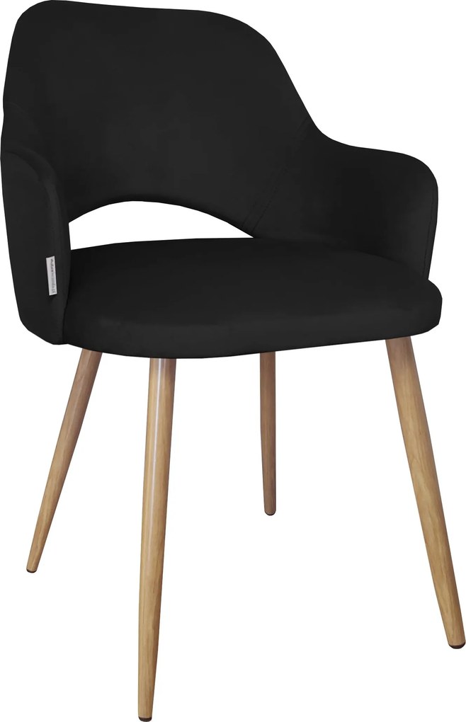 Krzesło Milano tkanina Welur noga metalowa elegancki komfort wnętrza : Kolor nogi - Dąb stożek, Kolor tkaniny - VELVET - MG19, Typ siedziska - Siedzisko stałe