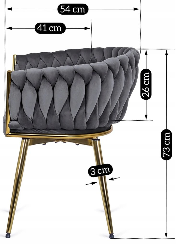 Zestaw Stół Okrągły SALLO 110 cm i 4 Krzesła Tapicerowane RUBI Szare Glamour