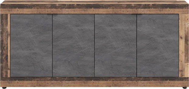 Komoda Czterodrzwiowa BLAGO 180 cm Ciemny Dąb/Grafit Loft
