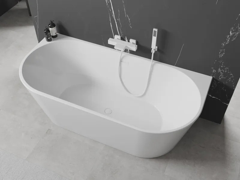 Mexen Oval wanna wolnostojąca przyścienna 160 x 80 cm, biała, przelew biały - 52671608000-20