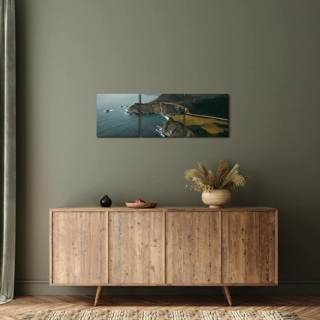 Obraz - Klif w oceanie (z zegarem) (90x30 cm)