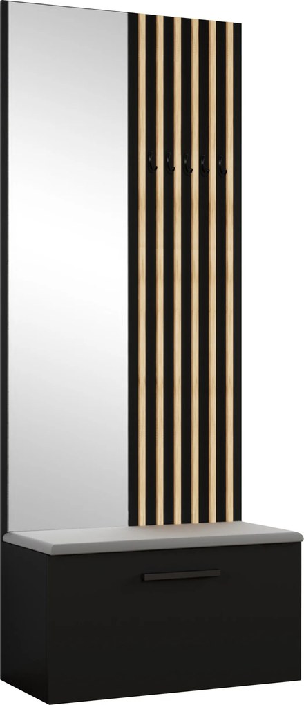 Masseno Garderoba MODULO 161,2/204/40 cm do Przedpokoju Nowoczesna Czarna