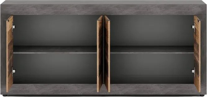 Komoda Czterodrzwiowa BLAGO 180 cm Surowy Dąb/Czarny Loft