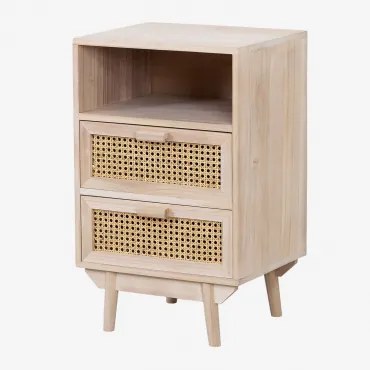 Kwadratowa Szafka Nocna 40x40 Cm Z Miejscem Do Przechowywania, Drewno Ralik Brązowy Naturalne Drewno - Sklum