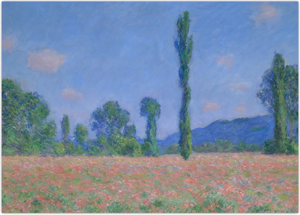 Obraz na szkle - Claude Monet, Poppy Field (Giverny), reprodukcje (70x50 cm)