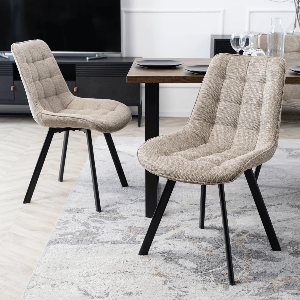 Krzesło Tapicerowane do Salonu RICK 2 Beżowe Nowoczesne Loft