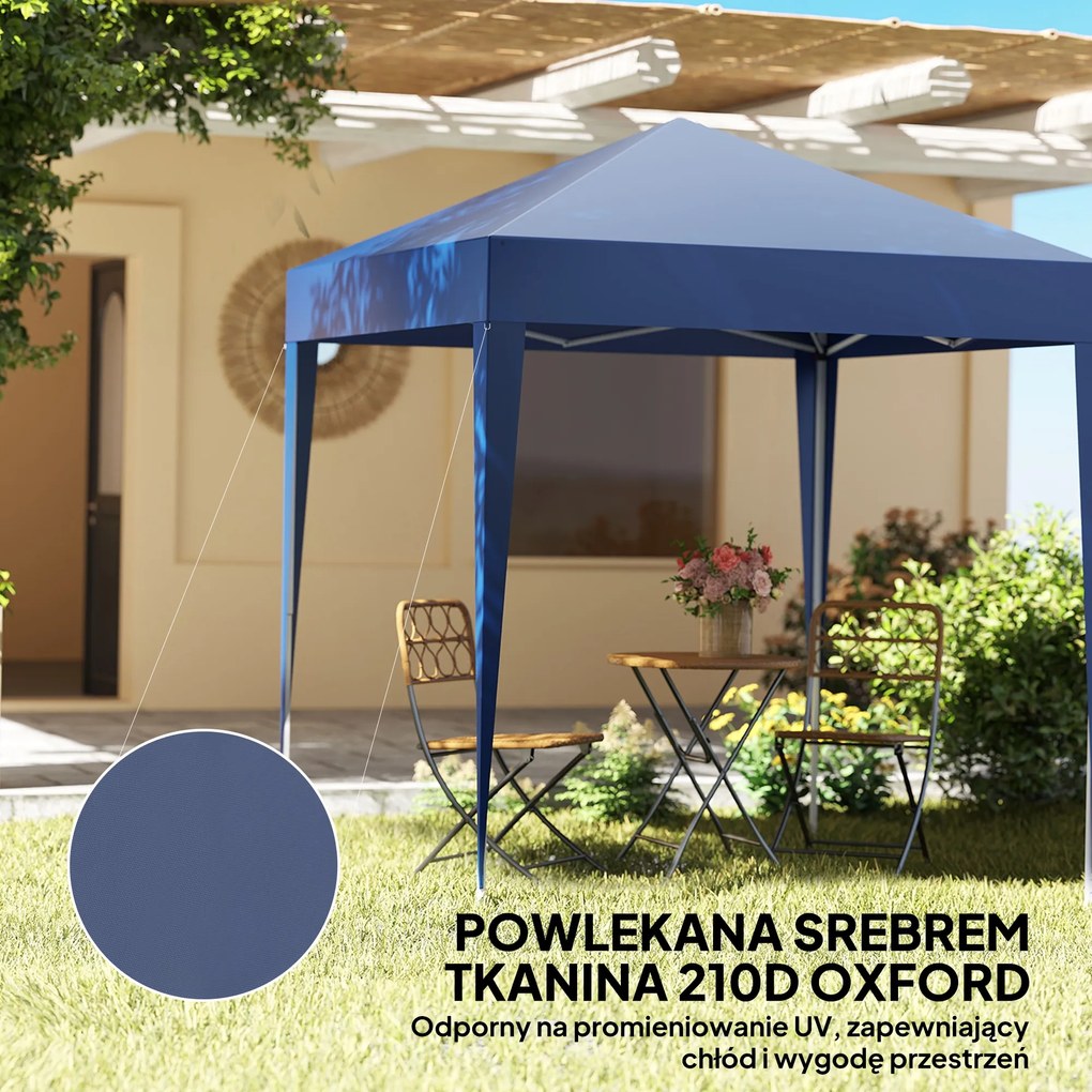 Outsunny Altana Ogrodowa 2x2m Składana 4 Ściany Boczne z Oknami Metal Oxford Czarna | Aosom PL